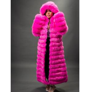 RXFurs Custom New Fashion Clothing giacca Hot Pink pelliccia <span class=keywords><strong>a</strong></span> <span class=keywords><strong>righe</strong></span> di lusso da <span class=keywords><strong>donna</strong></span> in vera pelliccia <span class=keywords><strong>a</strong></span> figura intera - Product Image 1