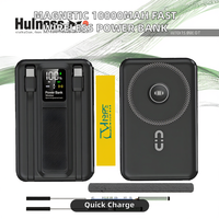 Batterie externe magnétique sans fil 10000mAh 15W à charge rapide, batterie Li-polymère, écran LED, type-C, ultra-mince, support de téléphone portable portable, câble