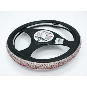 ปลอกหุ้มพวงมาลัยรถยนต์ 37-39 ซม. ประดับเพชร สีแดง - Product Image 1