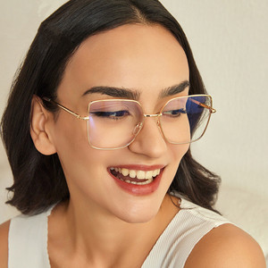 81160, venta al por mayor, monturas de anteojos grandes de Metal, gafas de bloqueo de luz azul cuadradas de gran tamaño Unisex, gafas ópticas con logotipo personalizado - Product Image 3