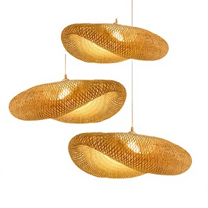 Lámpara Colgante Moderna de Ratán, Lámpara de Bambú LED, Lámpara Colgante Redonda Tipo Campana para Hotel, Sala de Estar, Restaurante - Product Image 3