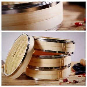 Vaporera de Tortillas de Bambú Ecológica, Mini Vaporera de Bambú de 12 Pulgadas, Anillos de Bambú para Pollo, Vaporera de 3 Compartimentos para Masa de Pan - Product Image 3