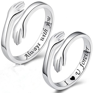 Anillos de boda para parejas, anillos de mano para abrazar, anillo de amor para <span class=keywords><strong>siempre</strong></span>, banda ajustable, regalo de joyería para chicas adolescentes - Product Image 1