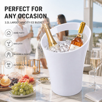 Seau à glace en plastique PP épais et robuste de 3,2 L avec poignée ergonomique, durable, logo personnalisé, marque blanche, approvisionnement B2B pour fêtes à domicile