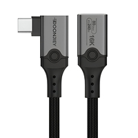 Kabel USB-C Sudut Kanan 240W 80Gbps 16K Thunderbolt 5 Male to Male, Kabel Data Pengisian Daya Berbahan Nilon Kepang untuk Printer Mobile