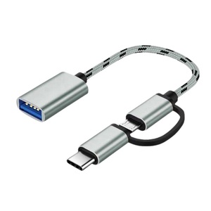 나일론 브레이드 마이크로/타입 C 2 in 1 USB 2.0 OTG 어댑터 케이블 핸드폰 마우스 키보드 커넥터 용 데이터 동기화 어댑터 케이블 - Product Image 2