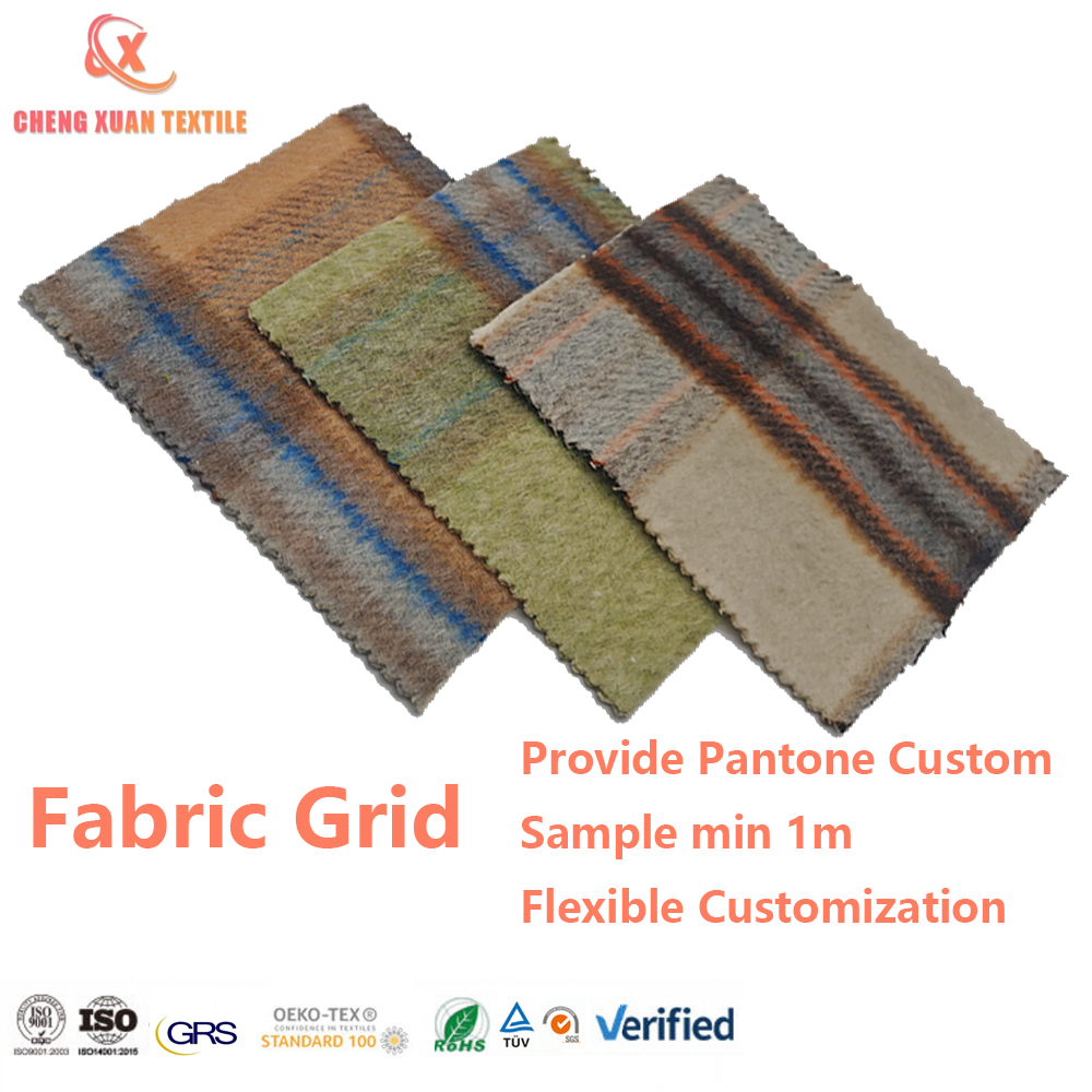 Wholesale Custom-made Wool Blended Plaid Jacquard Dyed and Textured Sateen Fabric for Sofa & Bag Accessories in Stock Supply