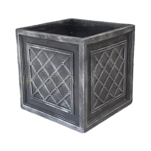 Vaso <span class=keywords><strong>da</strong></span> fiori in cemento decorativo con motivo a griglia minimalista per piante <span class=keywords><strong>da</strong></span> interno ed <span class=keywords><strong>esterno</strong></span> usa le condizioni del pavimento - Product Image 2