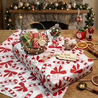 Kertas Tisu Pita Natal Kustom Langsung dari Pabrik, 17gsm 50x70cm untuk Pembungkus Kado, Sepatu, Sabun, Bunga Kering, Kerajinan DIY