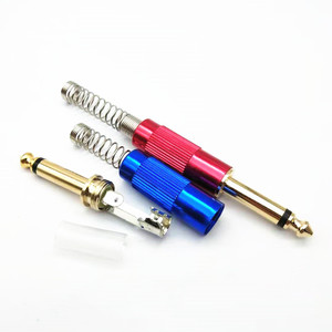 Vieida 6.35mm Mono TS Audio Plug Gold Plated Solder Connector Red Blue - Product Image 1
