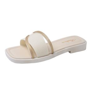 Sandales plates d'été pour femmes, boucle en PVC, bout ouvert, respirantes, antidérapantes, légères, confortables, sportives, chaussures de plage pour l'extérieur - Product Image 1