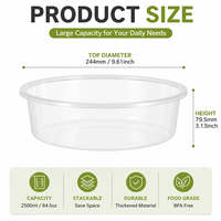 Conteneur alimentaire rond réutilisable de grande capacité 90 oz, boîte à lunch jetable en plastique micro-ondable avec couvercle
