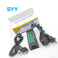 SYY Set tiga buah kabel Data, Charger adaptor AC colokan EU US untuk PSP GO dengan paket kotak hadiah