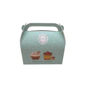 Caja de pastel pequeña personalizada al por mayor, caja de pastel de cumpleaños con asa de impresión para panadería, tienda, magdalenas