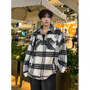 Sweat-shirt pour homme de haute qualité, lourd, hiver, impression personnalisée, design de luxe, manteau à carreaux - Product Image 4
