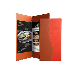 Cubierta de Menú de Cuero Personalizada con Banda Elástica, Carpeta de Menú de Doble Página, Libro de Menú A4 para Restaurantes y Bares - Product Image 2