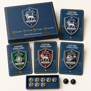 Ensemble de badges personnalisés en émail dur plaqué argent avec motif bouclier de lion pour cadeau d'affaires - Product Image 3