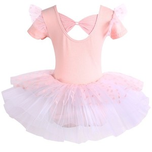 Maillot de Ballet de Algodón para Niñas, Vestido Tutú con Volantes en las Mangas, Ropa de Baile con Estampado de Lunares, Traje para Actuaciones en Escenario, Cintura Elástica - Product Image 5