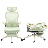 Chaise de bureau de direction ergonomique moderne avec appui-tête 3D, dossier haut en maille, accoudoirs rabattables