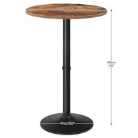 Table de bar ronde de style industriel en gros, table de pub circulaire en métal, table à manger rustique marron pour salle à manger