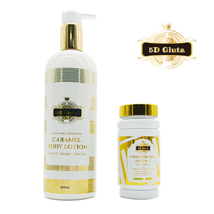 Lotion corporelle 5D Gluta <span class=keywords><strong>Caramel</strong></span> Vitamine C Collagène Recommandée pour les peaux foncées, élimination des taches pigmentaires, des vergetures, des coups de soleil, de la mélanine - Product Image 1
