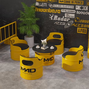 Ensemble de meubles en métal de style industriel créatif, baril d'huile bleu, style <span class=keywords><strong>vintage</strong></span>, café, bar, restaurant, <span class=keywords><strong>bistrot</strong></span>, <span class=keywords><strong>table</strong></span> et tabourets - Product Image 6