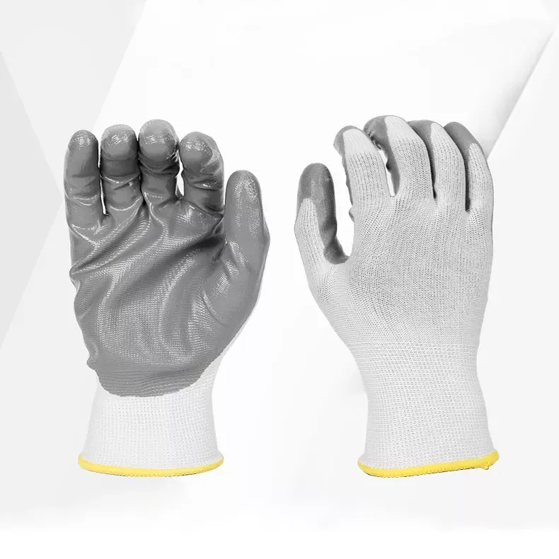 Großhandel benutzer definierte billige Nitril beschichtung industrielle Arbeits schutz handschuhe rutsch feste verschleiß feste Tauch gummis chutz