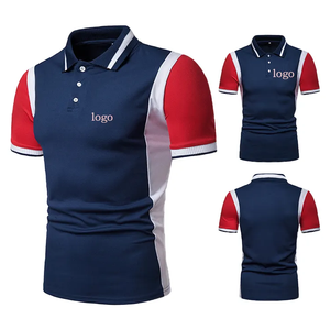 Wholesale Men's Polo T-shirt Striped Rib Collar Loose Short Sleeve Color Combination Polo Golf Shirts For Men