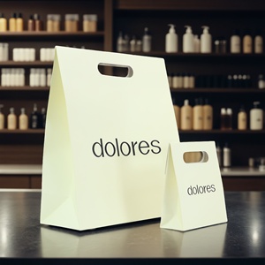 Chất lượng cao tùy chỉnh nhỏ die-cut xử lý chăm sóc da Son môi màu be đồng bằng màu thiết kế vẻ đẹp bao bì sang trọng túi giấy - Product Image 1