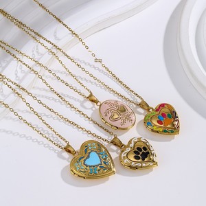 Collier pendentif boîte à phases en acier inoxydable, design floral, style européen-américain, plaqué or 18 carats, ouvrable, pour femme et maman, idéal pour l'amour - Product Image 3