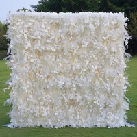 Mur de fleurs artificielles blanc sur mesure avec cadre en acier inoxydable pour mariage, photomaton, décoration d'événements, vente en gros