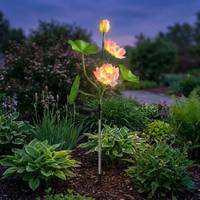 Lampe solaire à LED en aluminium pour jardin, avec abat-jour en forme de lotus, indice de protection IP65, certifiée ROHS