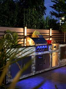 Revêtement en pierre naturelle personnalisable avec un îlot de barbecue à gaz en acier inoxydable 304 de haute qualité pour un divertissement extérieur fonctionnel - Product Image 3