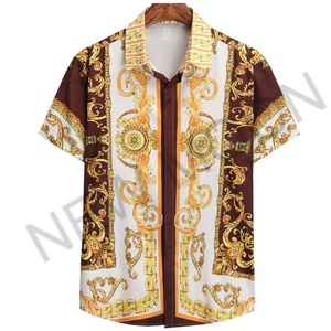 Custom New Mens Hawaiian Short Sleeve Custom Logo Luxury Gold Men Printing Summer Beach Casual Style Clothing Shirt - Product Image 2