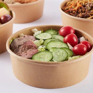 Assiettes jetables en papier kraft <span class=keywords><strong>pour</strong></span> salade, riz, soupe, pâtes, bols, emballages alimentaires, boîte avec couvercles - Product Image 5