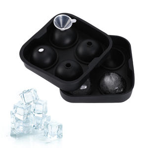 4 Grid <b>Silicone</b> Round Ice Grid Creative Round Ice Box Round Ice Hockey Mould with Cover - Product Image 3