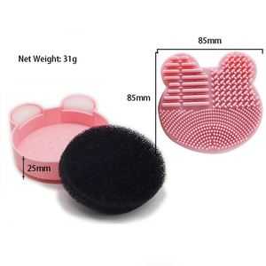 Portable <b>Bear</b> Shaped Multifunction Silicone Cosmetics Brushes Cleaning Box with Sponge Instantly Removes Makeup Colors - Product Image 4