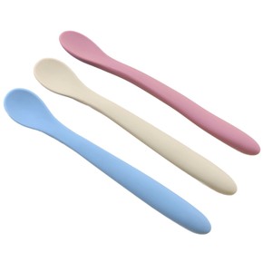 Cuchara de silicona para bebé, utensilio de alimentación suave para alimentos infantiles de 0 a 12 meses, sin BPA, mango de color sólido incluido - Product Image 3