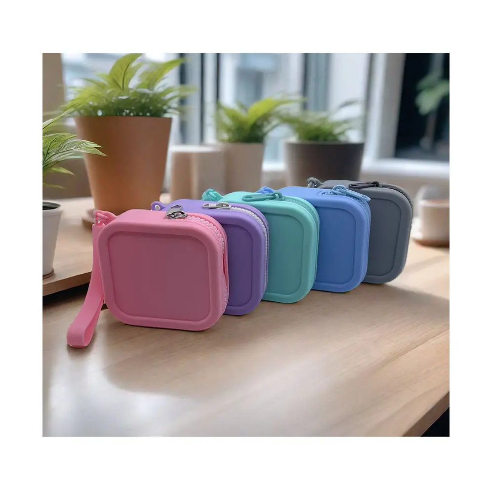 2024 tùy chỉnh Silicone đồng xu nhỏ ví phụ Nữ Ví Tai nghe trường hợp dây kéo nhỏ Keychain Pouch