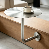 Table ronde murale industrielle de luxe en acier inoxydable pour salons de thé, cafés, jardins, bars extérieurs, restaurants et tables d'appoint