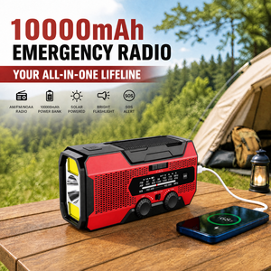 <span class=keywords><strong>Radio</strong></span> portable d'urgence AM/FM NOAA à manivelle <span class=keywords><strong>avec</strong></span> lampe de poche, batterie rechargeable 10000mAh, ABS - Product Image 2