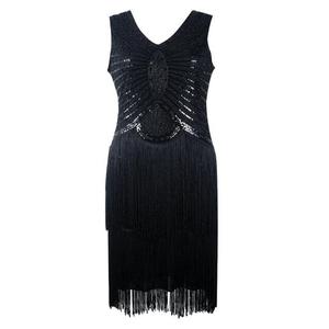 Ecoparty <span class=keywords><strong>taglie</strong></span> <span class=keywords><strong>forti</strong></span> 3XL abito Flapper da <span class=keywords><strong>donna</strong></span> 1920 anni Vintage con paillettes stile Deco con frange - Product Image 3