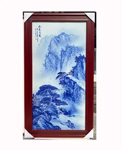बड़े आकार का सजावटी वर्टिकल सेक्शन हाथ से पेंट किया हुआ चीनी मिट्टी का होम एंट्रेंस वॉल हैंगिंग पेंटिंग होम डेकोर चाइना डेकोर