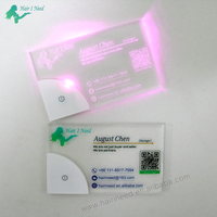 Carte de visite en acrylique LED de luxe, conception personnalisée de cartes de visite, impression, gravure au laser, carte de visite unique illuminée