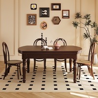 Table à manger carrée rétractable et pliable en bois massif de style rétro, couleur noyer, double usage, idéale pour petit appartement