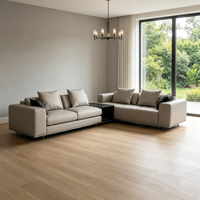 Ensemble de canapé-lit carré en cuir véritable All Match Home, rembourré en éponge, design moderne, facile à coordonner avec n'importe quel style d'intérieur de salon