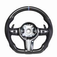 Rangkaian Setir Mobil Berbahan Serat Karbon Model Flat Bottom untuk BMW Seri 5 6 7 M5 M6 M8 F10 F90 Modifikasi 375mm