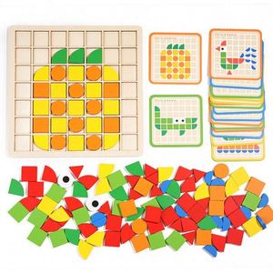 Juguete Geométrico Clásico de Madera para Jardín de Infancia, Bloques de Formas Montessori, Rompecabezas de Madera con Patrones de Mosaico - Product Image 4
