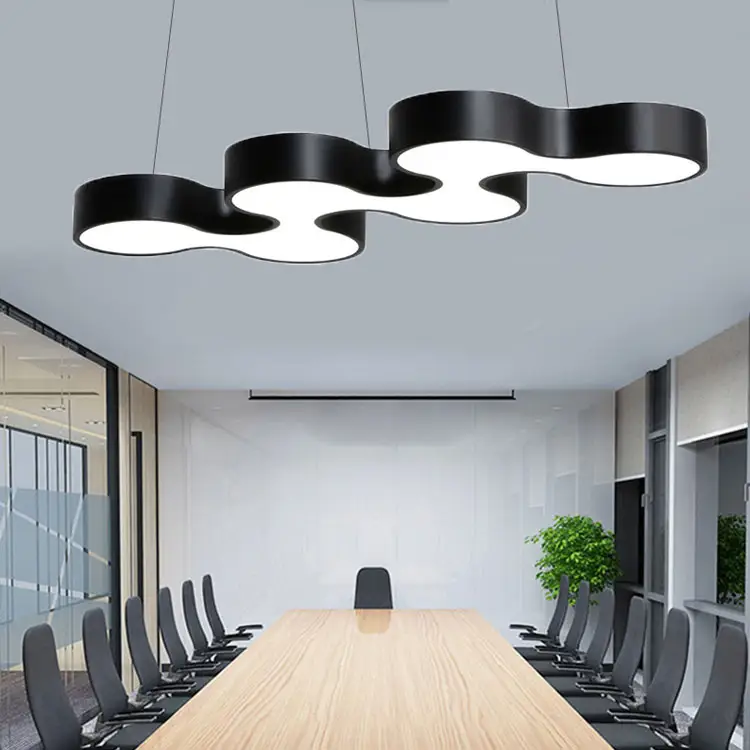 Modern minimalist conference room office lighting S-shaped chandelier LED wave pendant light