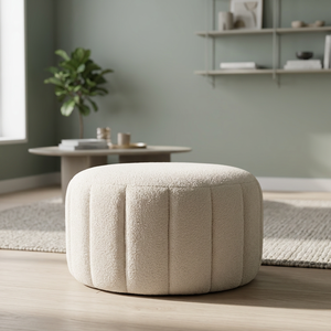 Simple Brown Pouf Ottoman Home <b>Stool</b> Accent Fabric Durable Modern Entry Hotel Apartment Living Room <b>Bedroom</b> Luxury Non-Foldable - Product Image 3